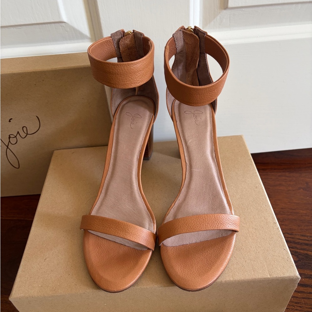 Joie Tan Leather Ankle-Strap Sandals